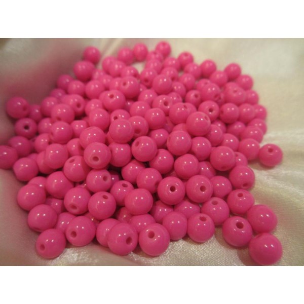 Perles en verre,fuchsia tendre,6mm,15 pièces - Photo n°2