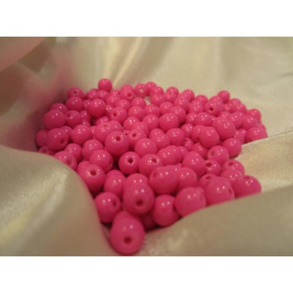 Perles en verre,fuchsia tendre,6mm,15 pièces - Photo n°1