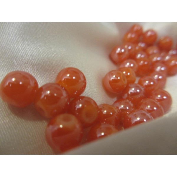 Perles en verre,rondes,6mm,oranges irisé,15 pièces - Photo n°4