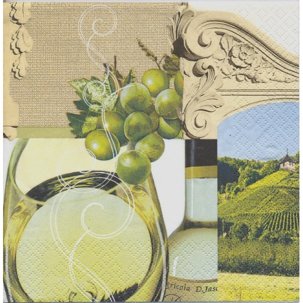4 Serviettes en papier Fruits Raisin Vin Blanc Format Lunch Decoupage Decopatch 211133 Home Fashion - Photo n°1