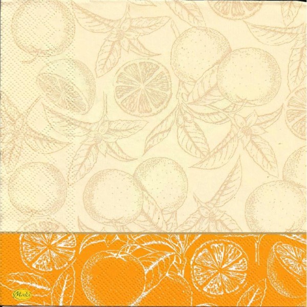 4 Serviettes en papier Orange Branche d'oranger Format Lunch - Photo n°2