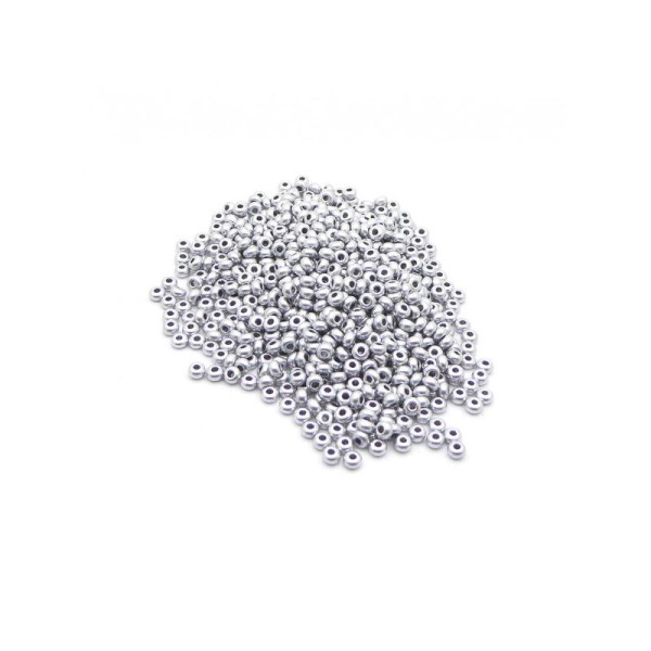 Perles de rocaille métal  2,5mm - 9/0 argenté 10g - Europe - Photo n°1