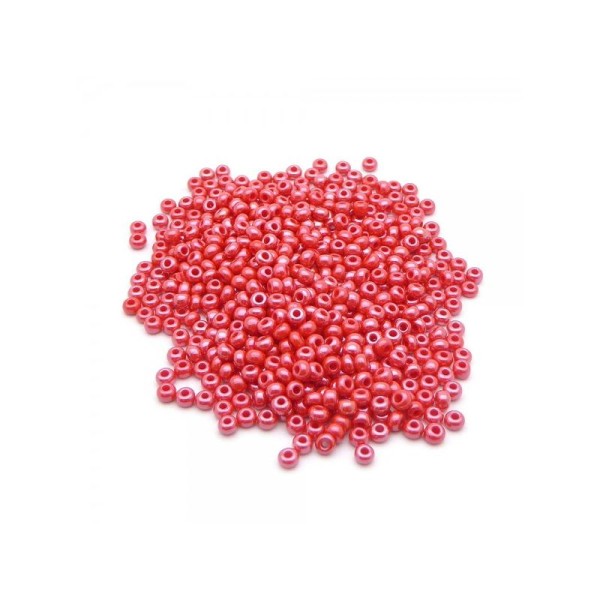 Perles de rocaille nacré  2,5mm - 9/0 rouge cerise 10g - Europe - Photo n°1