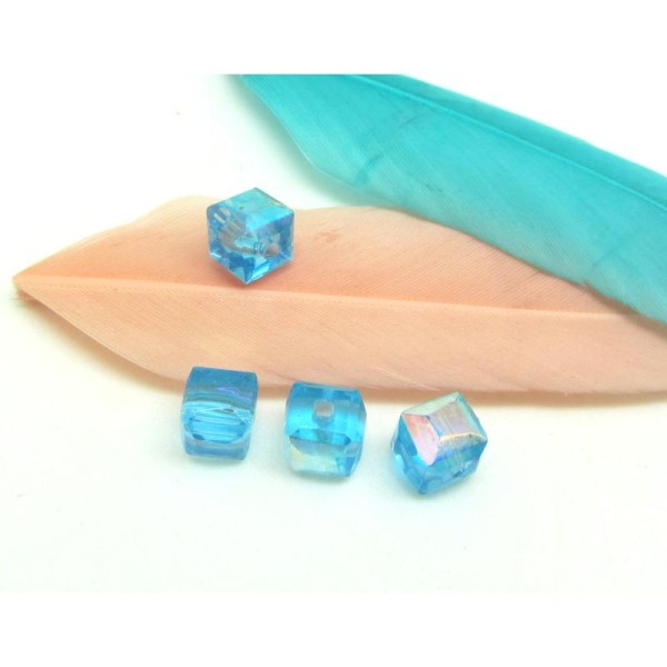 Lot  20 perles Facettes verre de Bohême - Bleu Saphir - 4 mm - Photo n°1