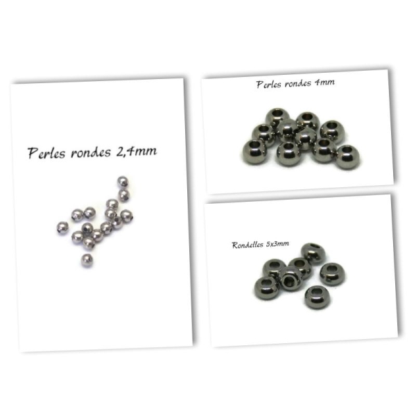 10 Perles rondelles en acier inoxydable 5x3mm - Photo n°2