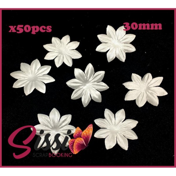 Maxi lot 50 fleurs tissu ivoire écru mariage robe de mariée customisation 30mm - Photo n°1
