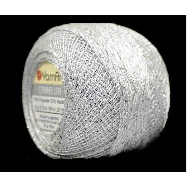 1 PELOTE de fil pour crochet 1.25 COLORIS argenté et blanc - Photo n°1