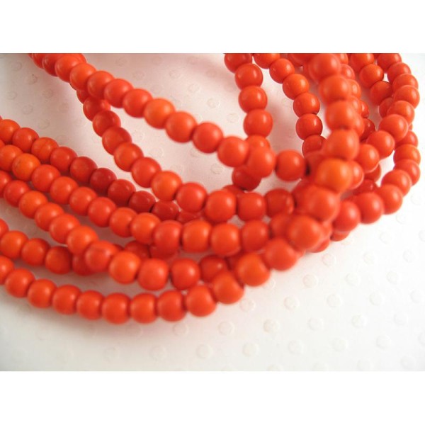 60 Perles pierre teint orange 4mm - Photo n°1
