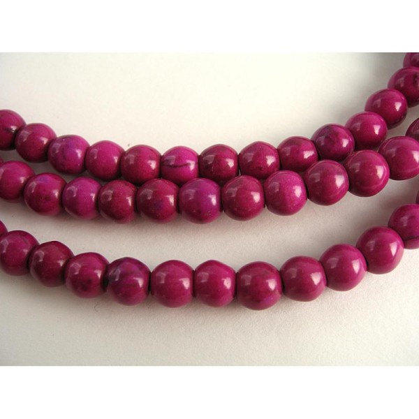 30 Perles pierre teint violet pourpre 6mm - Photo n°1