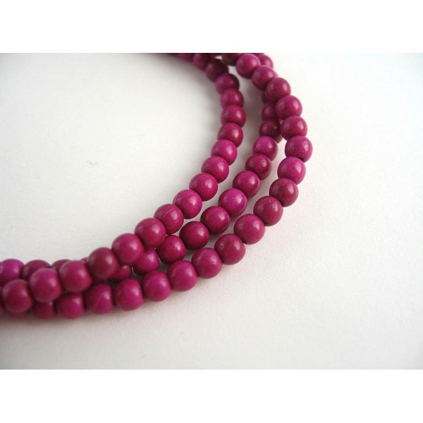 60 Perles pierre teint violet pourpre 4mm - Photo n°1
