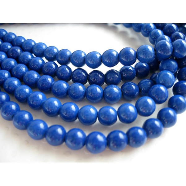 30 Perles pierre teint bleu nuit 6mm - Photo n°1