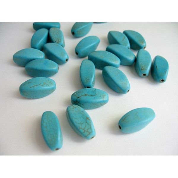 12 Perles tonneau pierre imitation turquoise 18x9mm - Photo n°2