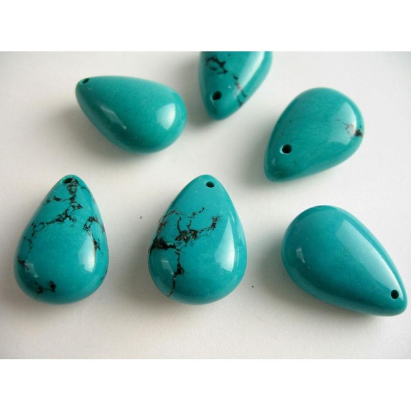 1 Perle goutte pierre imitation turquoise 25x18mm - Photo n°1