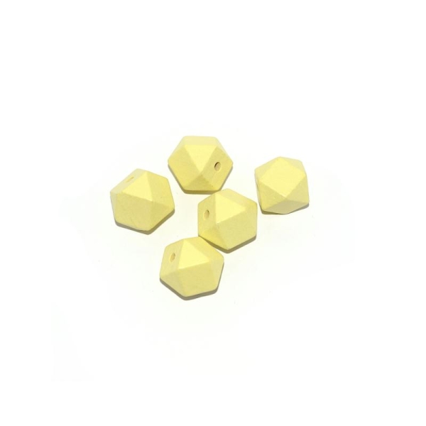 Perle en bois hexagonale 16 mm jaune - Photo n°1