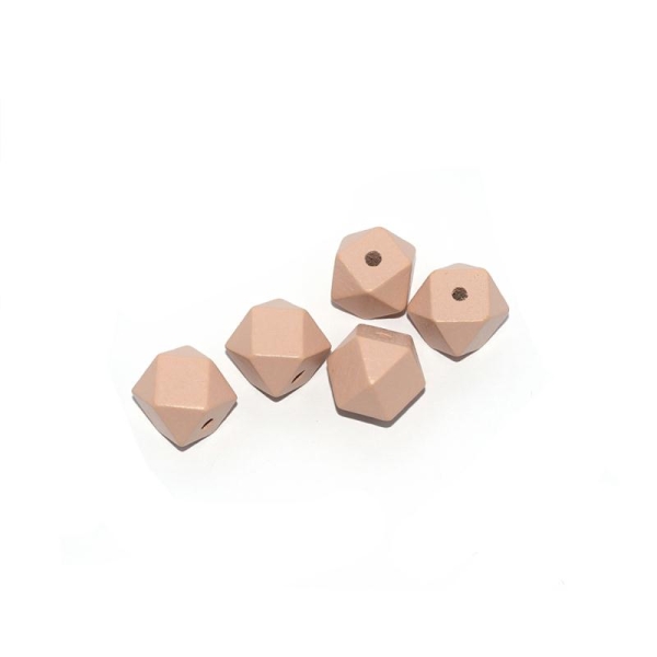 Perle en bois hexagonale 16 mm beige - Photo n°1