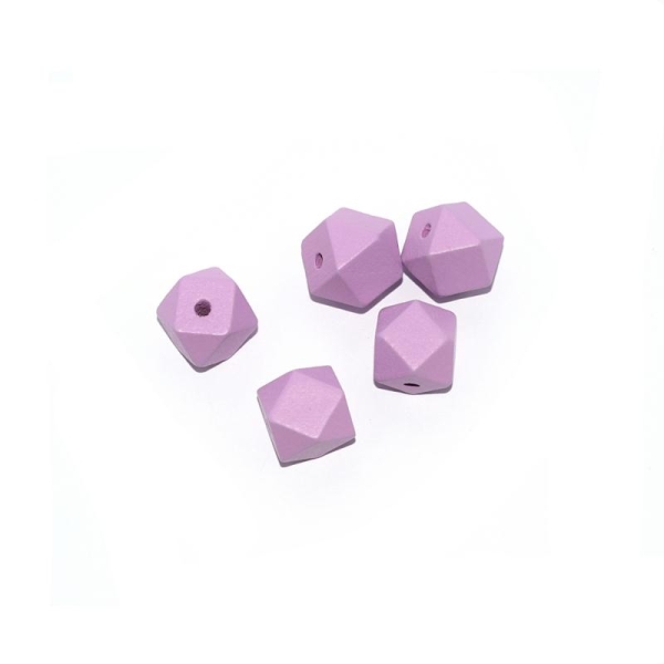 Perle en bois hexagonale 16 mm violet - Photo n°1