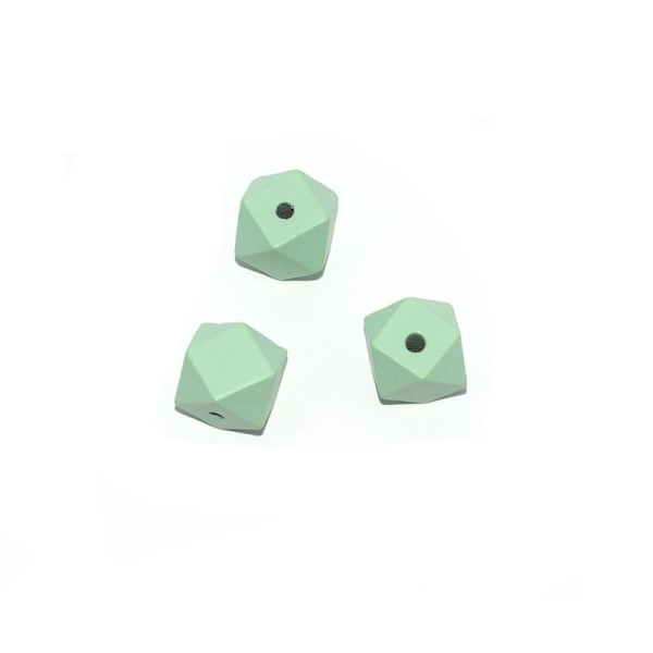 Perle en bois hexagonale 20 mm vert - Photo n°1