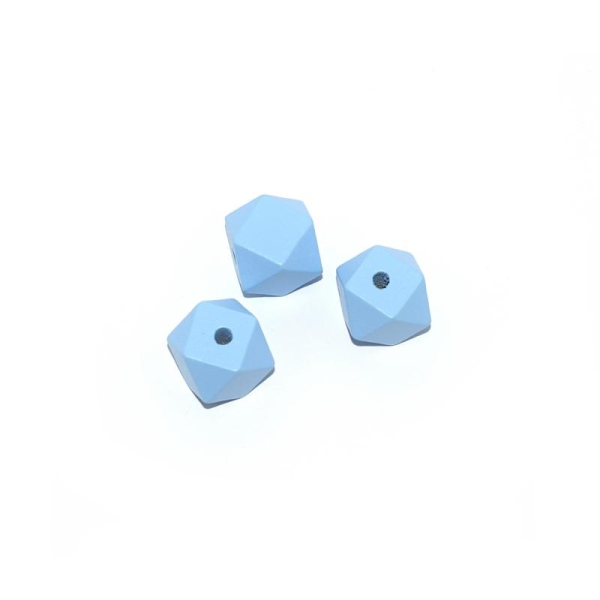 Perle en bois hexagonale 20 mm bleu - Photo n°1