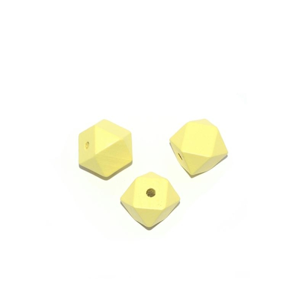 Perle en bois hexagonale 20 mm jaune - Photo n°1