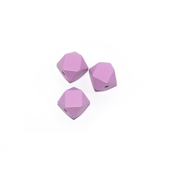 Perle en bois hexagonale 20 mm violet - Photo n°1