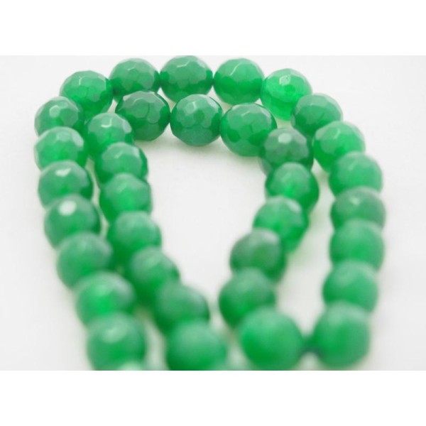 10 Perles à facettes en jade verte 4mm - Photo n°1