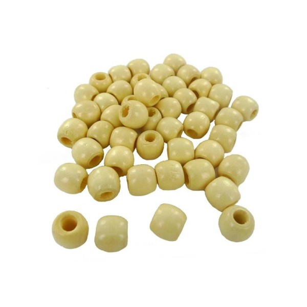 Perles de bois rondes (ø 12 mm) à gros trou (ø 06 mm) - Sachet de 48 pcs - Photo n°1