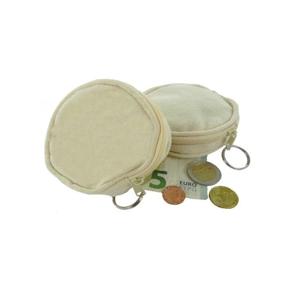 Portes-monnaies (ø 09 cm) - 100% Coton à customiser - Lot de 2 pcs - Photo n°1