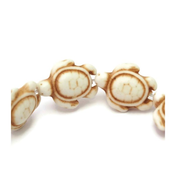 2 Perles tortue en howlite crème 18x14mm - Photo n°1