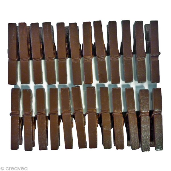Pinces à linge mini Marron chocolat 3 cm x 24 - Photo n°1