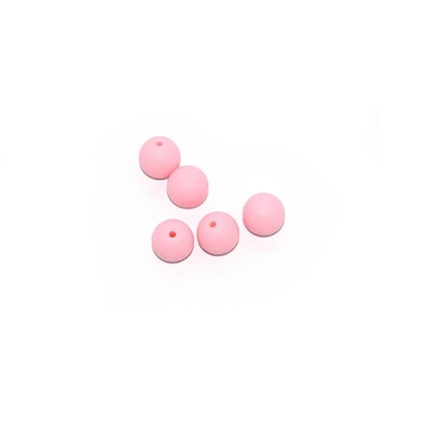 Perle silicone 15 mm ronde rose - Photo n°1