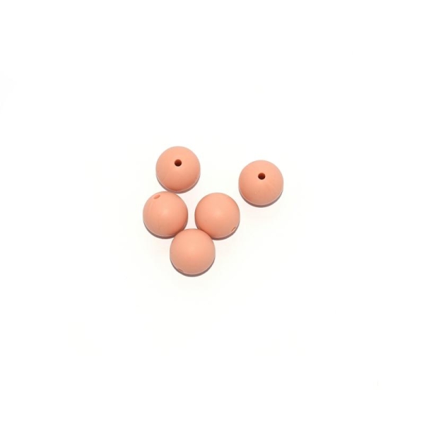 Perle silicone 15 mm ronde beige - Photo n°1