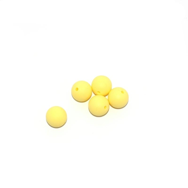 Perle silicone 15 mm ronde jaune - Photo n°1