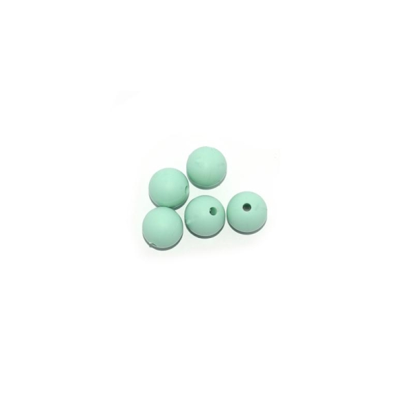 Vert d'eau Perle ronde en silicone de 12 mm lot de 10 perles