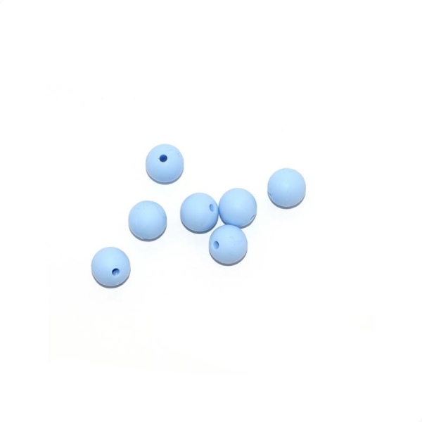 Perle silicone 12 mm ronde bleu - Photo n°1