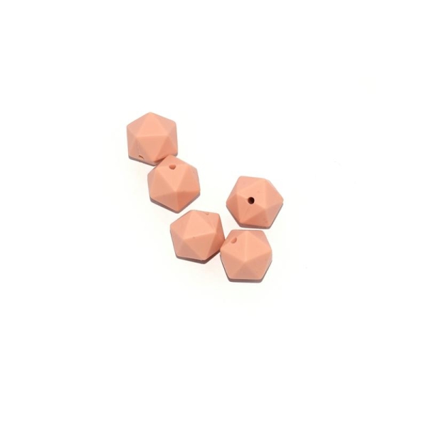 Perle silicone 14 mm hexagonale beige - Photo n°1