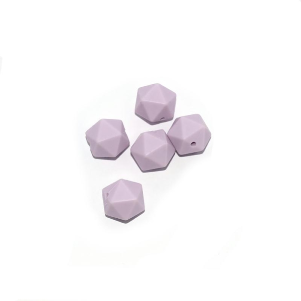 Perle silicone 14 mm hexagonale violet - Photo n°1