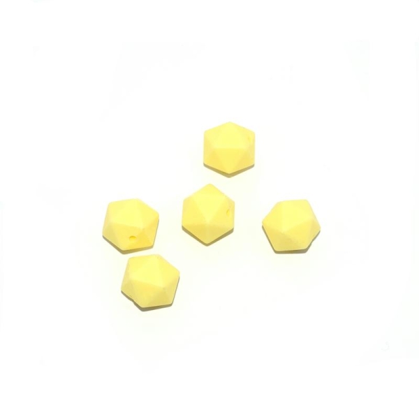 Perle silicone 14 mm hexagonale jaune - Photo n°1