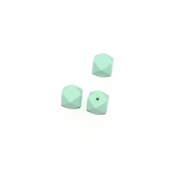 Perle silicone 17 mm hexagonale vert - Photo n°1