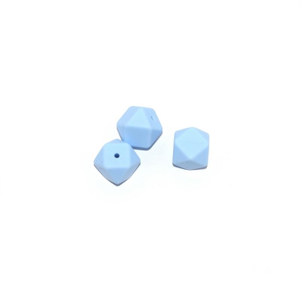 Perle silicone 17 mm hexagonale bleu - Photo n°1