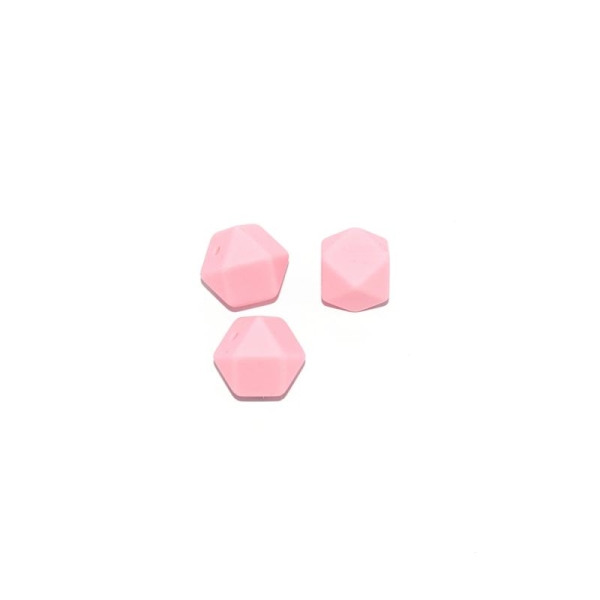 Perle silicone 17 mm hexagonale rose - Photo n°1