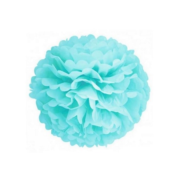 x 1 Pompon en papier de soie- Bleu Turquoise - 20 cm - Photo n°1