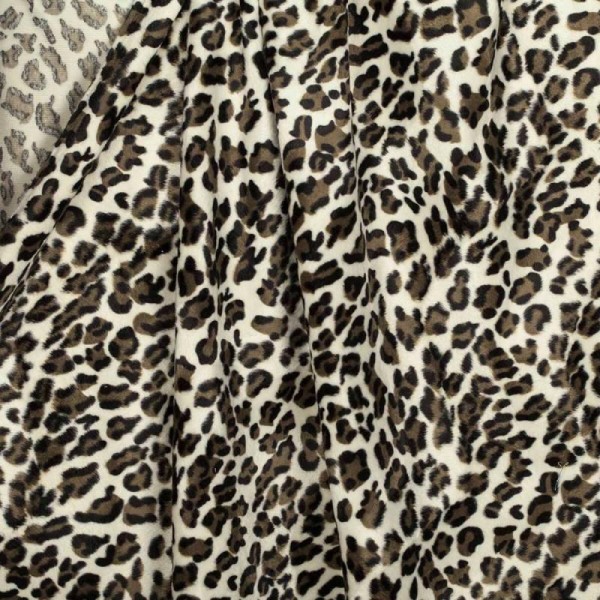 Tissu fourrure rase léopard - Brun, écru & noir - Photo n°4