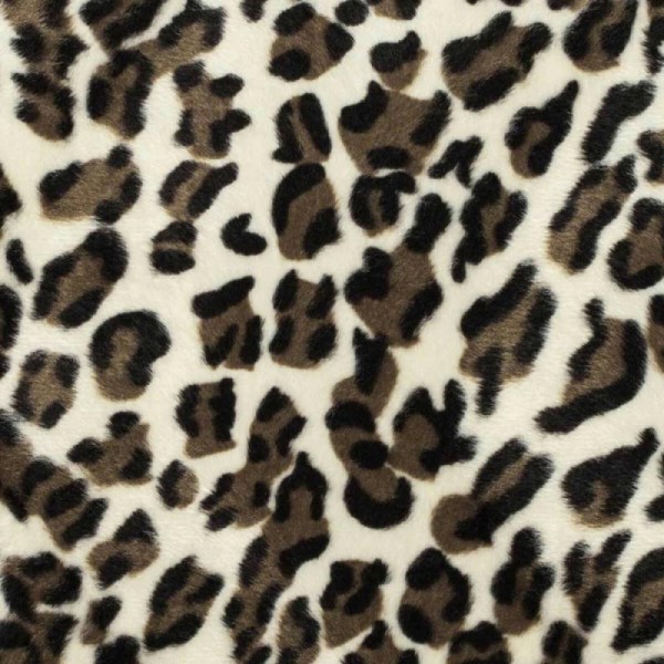 Tissu fourrure rase léopard - Brun, écru & noir - Photo n°1