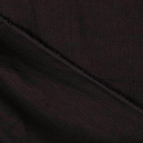 Tissu lin lavé uni 100% biologique - Noir - Photo n°2
