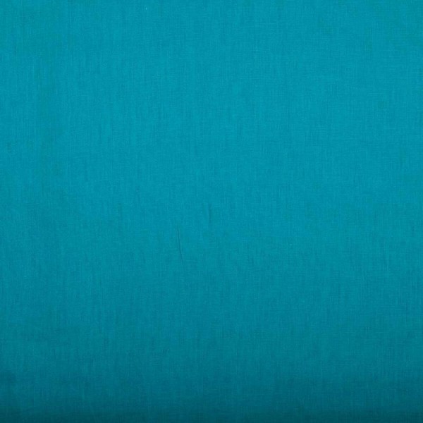 Tissu lin lavé uni 100% biologique - Bleu turquoise - Photo n°3