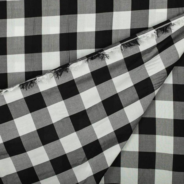 Tissu viscose grands carreaux - Noir & blanc - Photo n°4