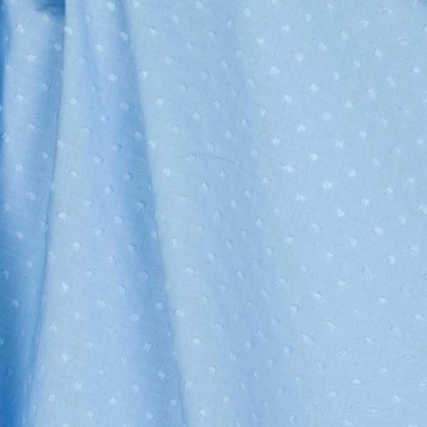 Tissu coton plumetis uni - Bleu ciel - Photo n°1