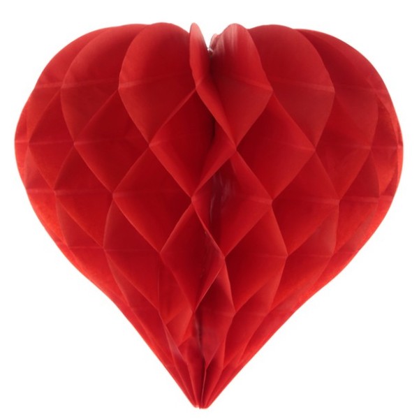 2 Boules coeur rouge en papier alvéolé 25cmx29cm - Photo n°1