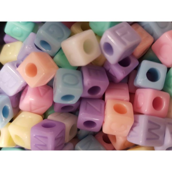 100 Perles Alphabet 7mm Multicouleur Lettre Cube Ecriture invisible - Photo n°3