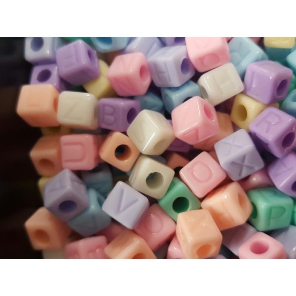 100 Perles Alphabet 7mm Multicouleur Lettre Cube Ecriture invisible - Photo n°4